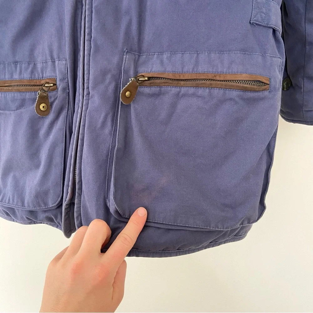 St Johns Bay Jacket Men's M Barn Chore Coat Blue Plaid Lining Outdoor Country